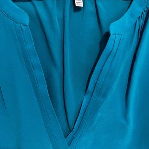 Joie teal blue silk v-neck blouse, large